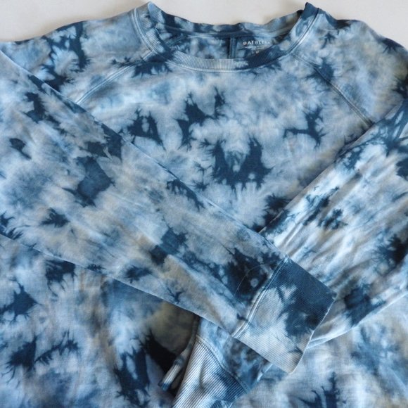 Athleta Tie-Dyed Cotton Crewneck Sweatshirt/ Blue & White/ Size MED - Picture 1 of 8